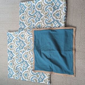 Tommy Bahama Pier 1 Coastal Large Square Accent Pillows Shams Teal Sage Cream